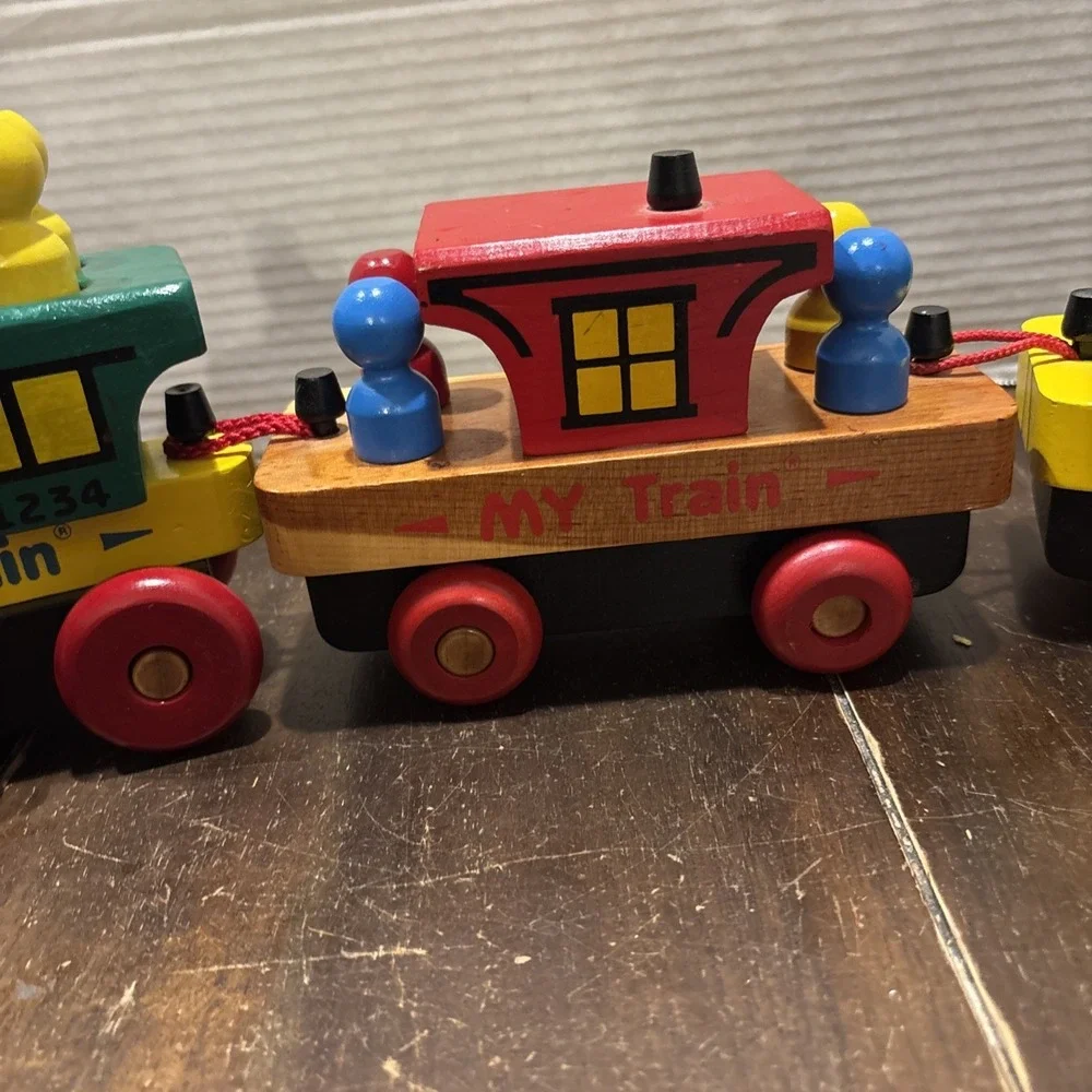 VTG‎ 90s Montgomery Schoolhouse Inc My Train Wooden Train Set USA Made
